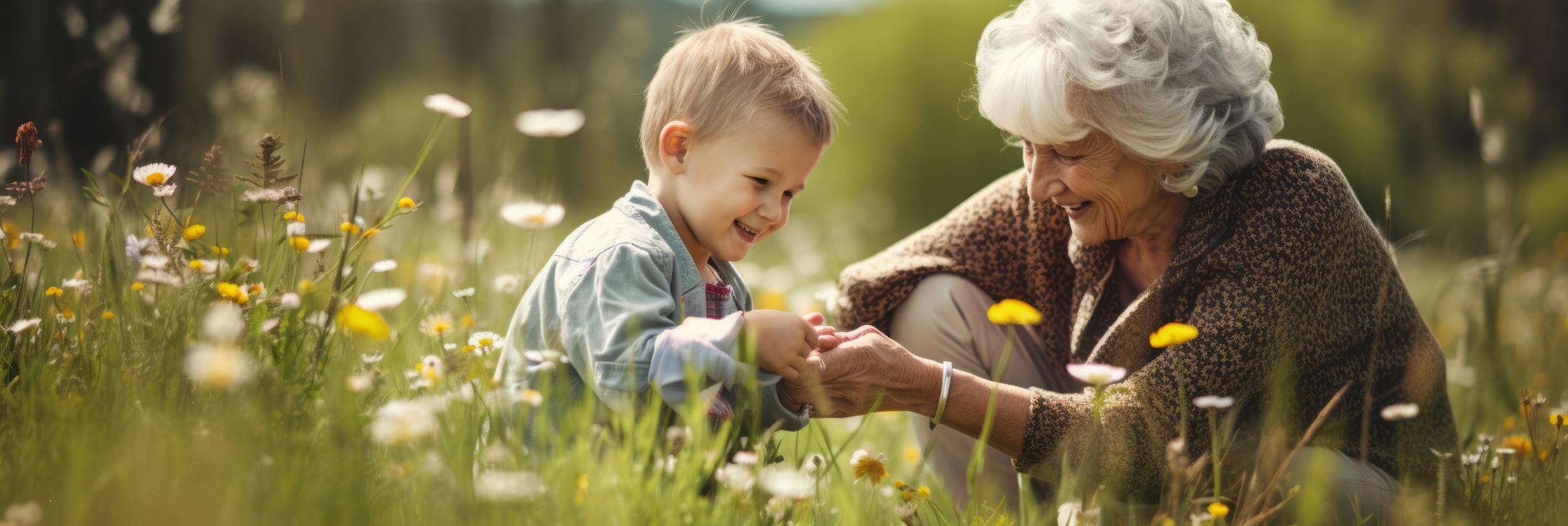 mit Kind auf der grünen Wiese