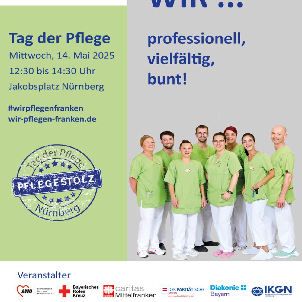 Plakat zum Tag der Pflege 2025 am 14. Mai in Nürnberg