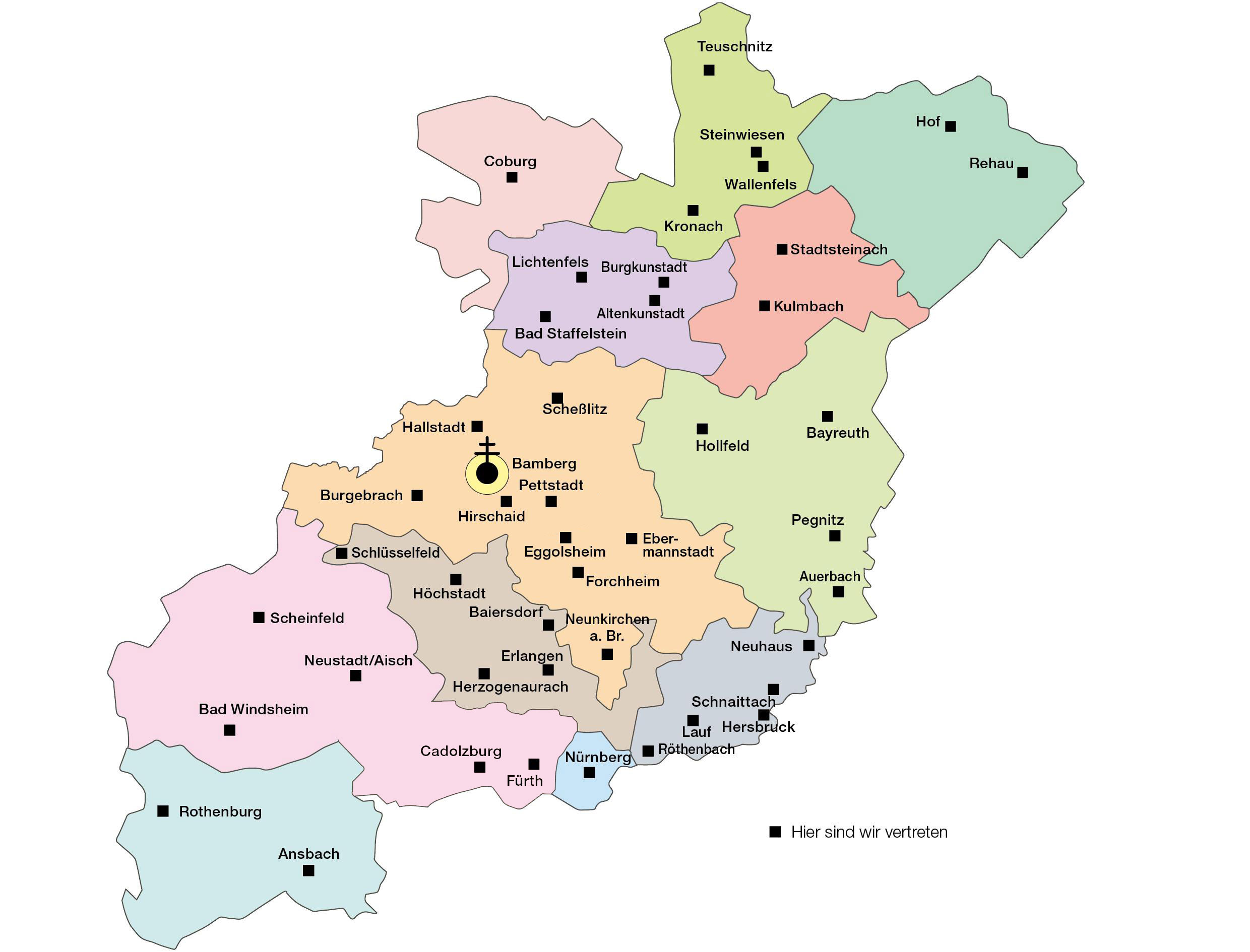 Landkarte Erzbistum Bamberg